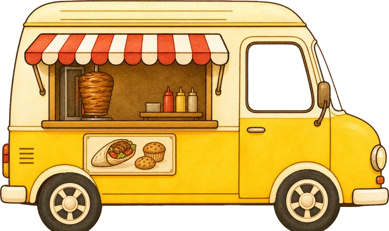 黄色いキッチンカーのイラスト